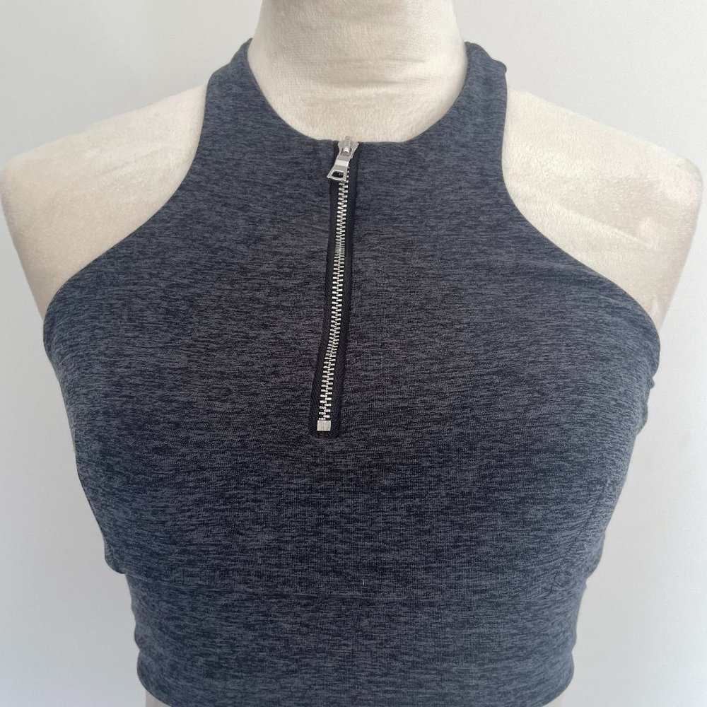 Bombshell Sportswear - Edgy Longline Bra - Charcoal - Size S - EUC